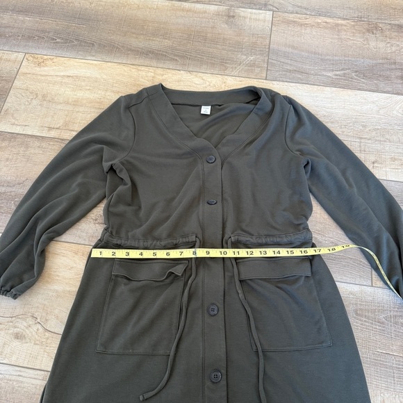 Old Navy Forest Dark Green Button Dress - Picture 3 of 5